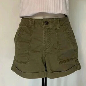 So heritage brand (kohls), dark khaki cuffed, button and zipper shorts, size 0,